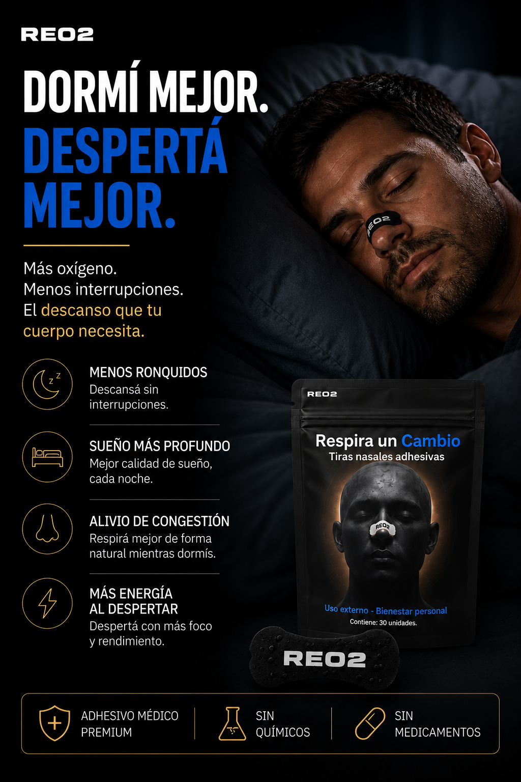 🏆 Pack 3 Meses | 90 Tiras Nasales Premium REO2 ⭐ Más Vendido